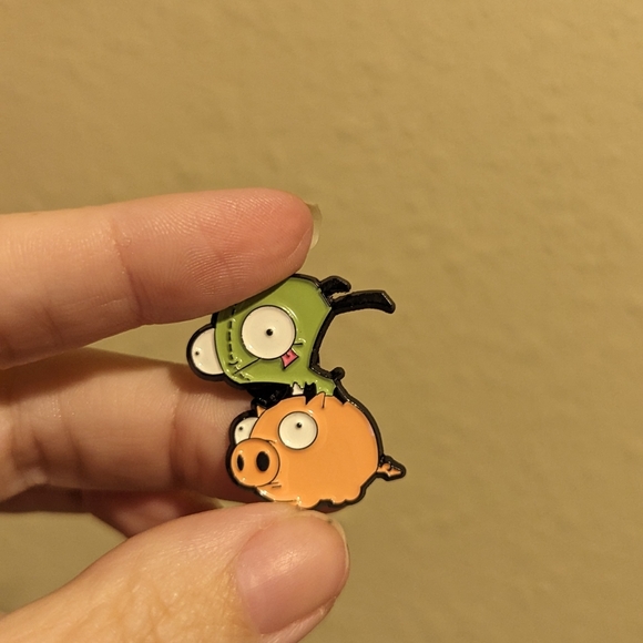 ✨2/$12✨ Invader Zim Gir Flying on a Pig Enamel Pin - Picture 2 of 5